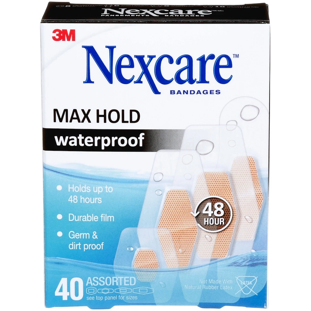 Nexcare™ Max Hold Waterproof Bandages, Assorted 40 ct value pack