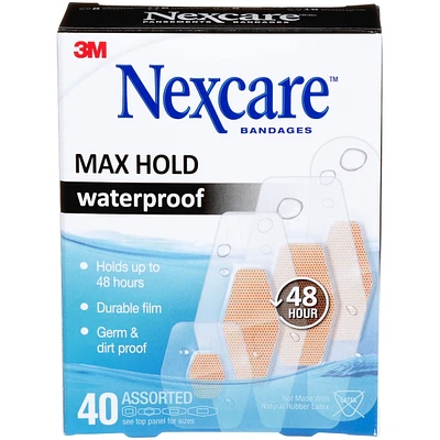 Nexcare™ Max Hold Waterproof Bandages, Assorted 40 ct value pack