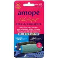 Amopé® Pedi Perfect™ Mixed Pack Roller Heads Ultra Coarse & Regular Coarse, 2 refills
