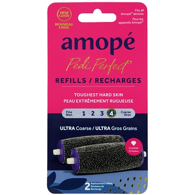 Amopé® Pedi Perfect™ Ultra Coarse Roller Heads, 2 refills