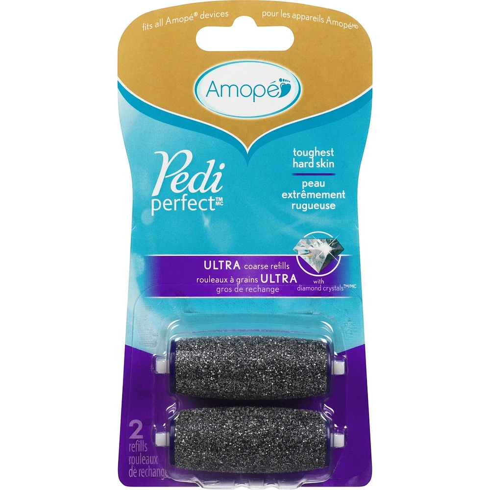 Amopé® Pedi Perfect™ Ultra Coarse Roller Heads, 2 refills