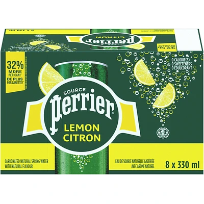 Lemon Carbonated Natural Spring Water with Natural Flavour, No Calories, No Sweeteners, No Sodium, Can