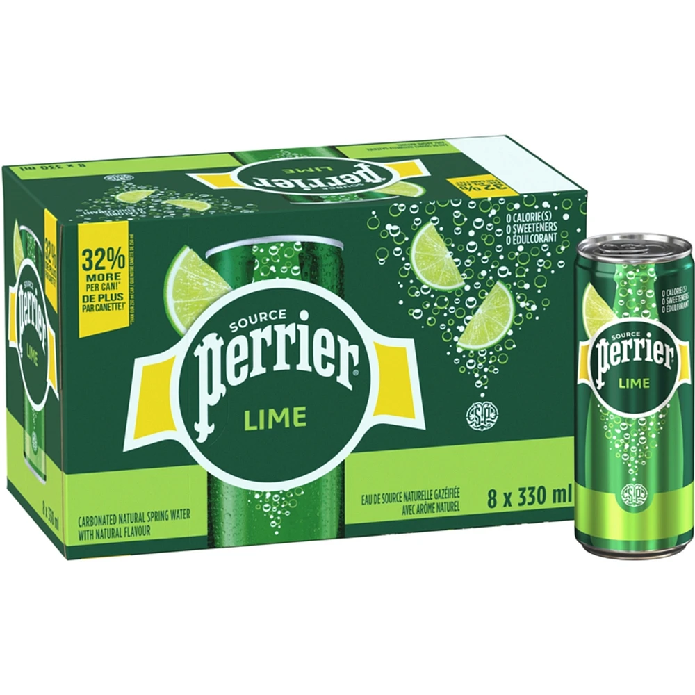 Lime Carbonated Natural Spring Water with Natural Flavour, No Calories, No Sweeteners, No Sodium, Can