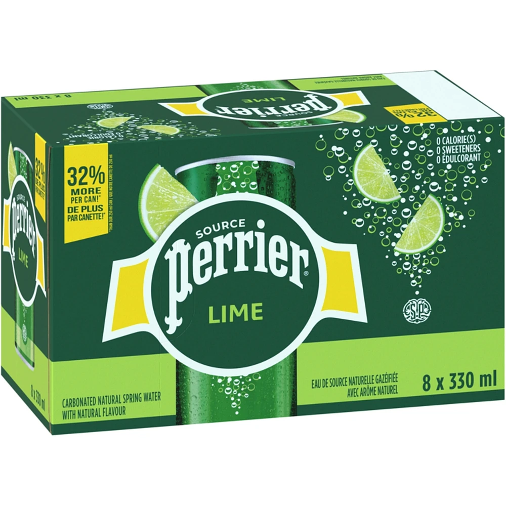 Lime Carbonated Natural Spring Water with Natural Flavour, No Calories, No Sweeteners, No Sodium, Can