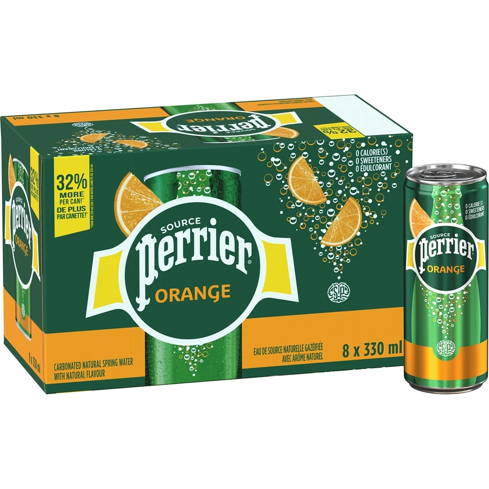 Orange Carbonated Natural Spring Water, No Calories, No Sweeteners, No Sodium, Can