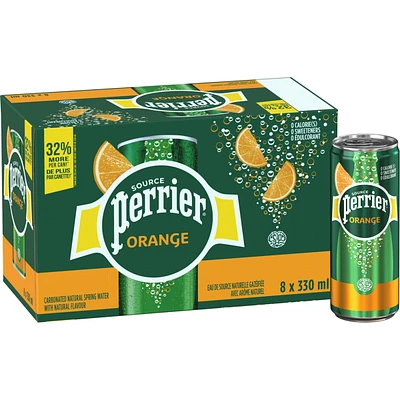 Orange Carbonated Natural Spring Water, No Calories, No Sweeteners, No Sodium, Can