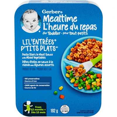 LIL' ENTRÉES Pasta Stars In Meat Sauce With Mixed Vegetables