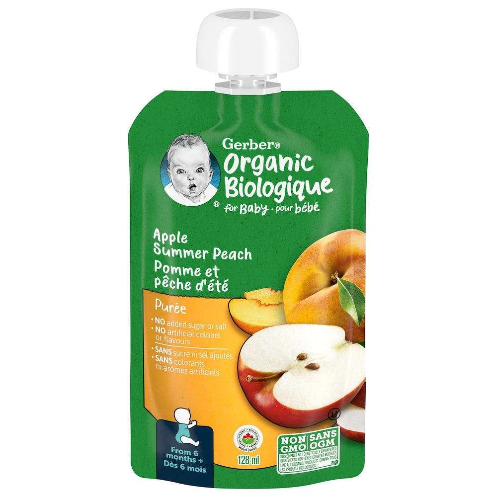 Purée Biologique Pomme Pêche, Aliment pour Bébé