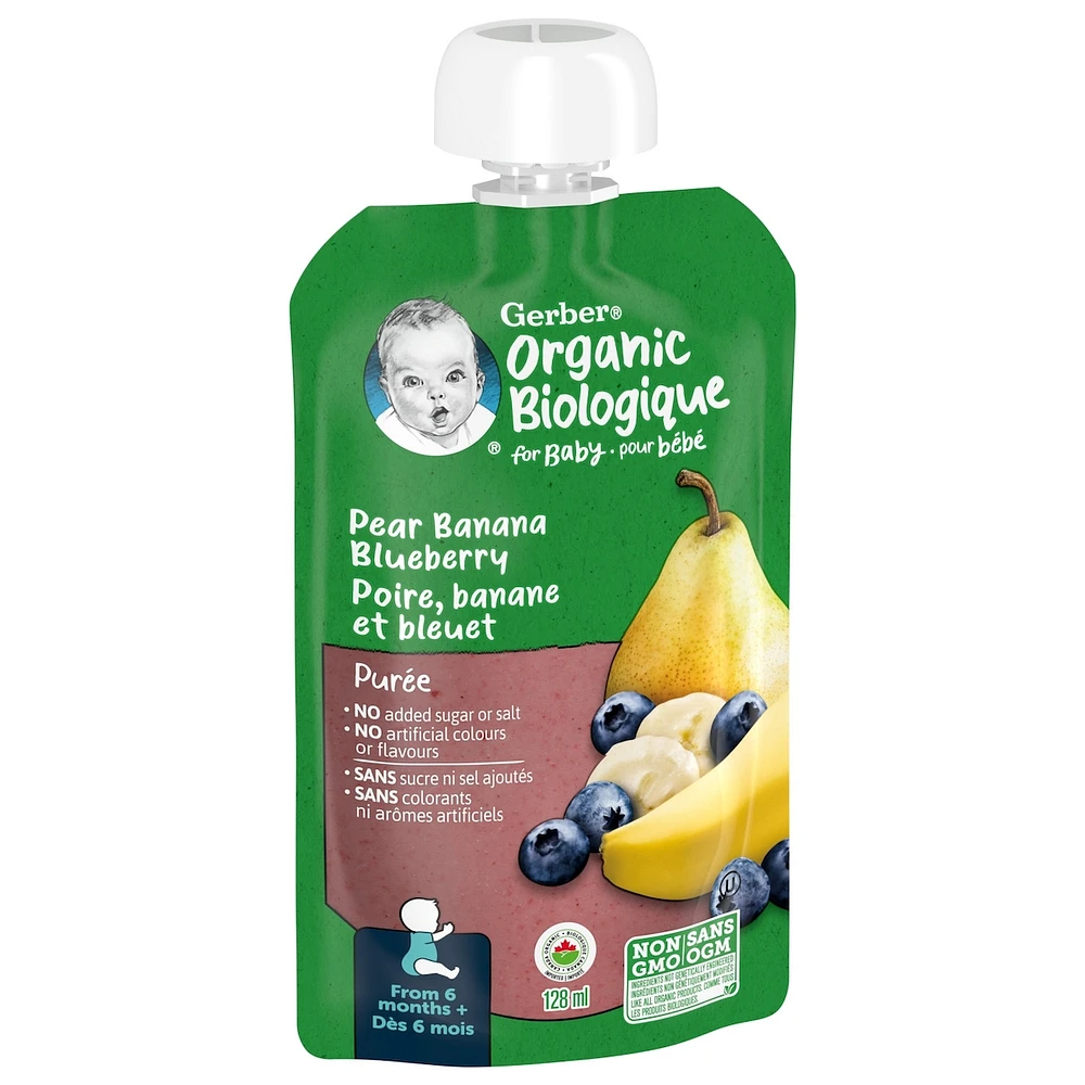 Purée Biologique Poire Banane Bleuet Aliment pour Bébé