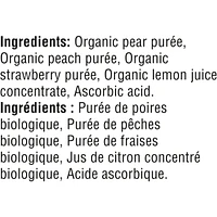 Organic Purée Pear Peach Strawberry Baby Food