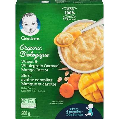 GERBER ORGANIC CEREAL MNGO CRT
