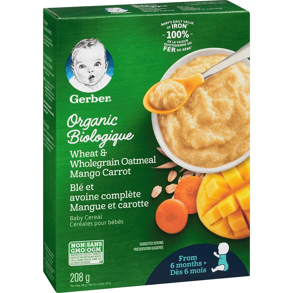 GERBER ORGANIC CEREAL MNGO CRT