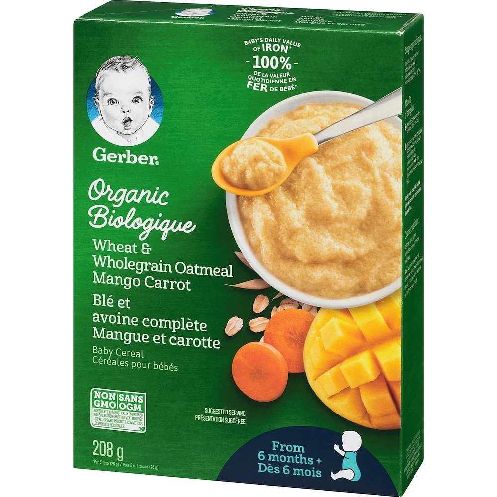 GERBER ORGANIC CEREAL MNGO CRT