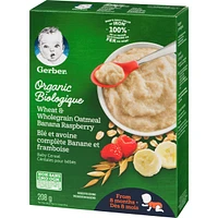GERBER Organic Wheat & Wholegrain Oatmeal Banana Raspberry Cereal