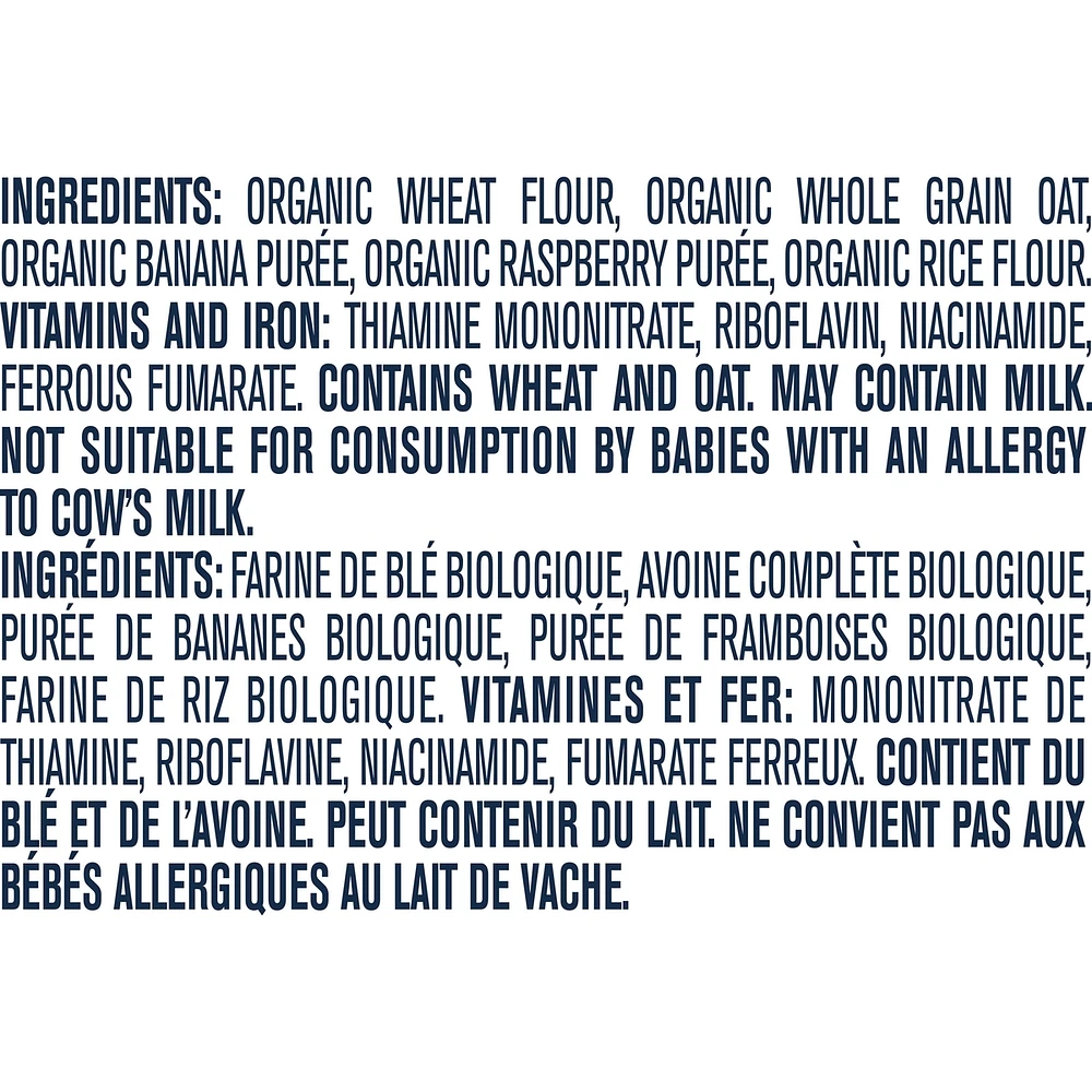 GERBER Organic Wheat & Wholegrain Oatmeal Banana Raspberry Cereal
