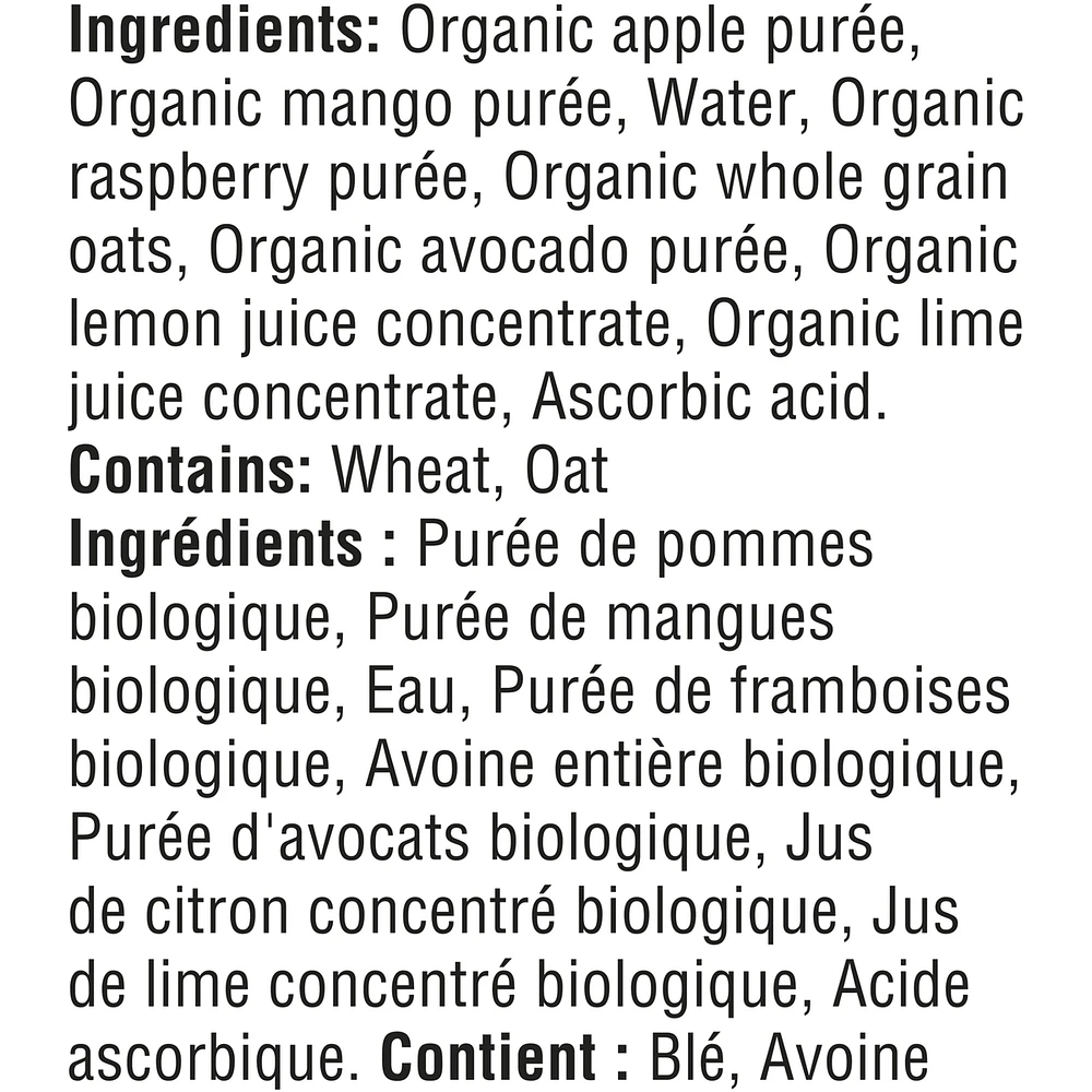 Organic Toddler Purée Apple Mango Raspberry Avocado Oat
