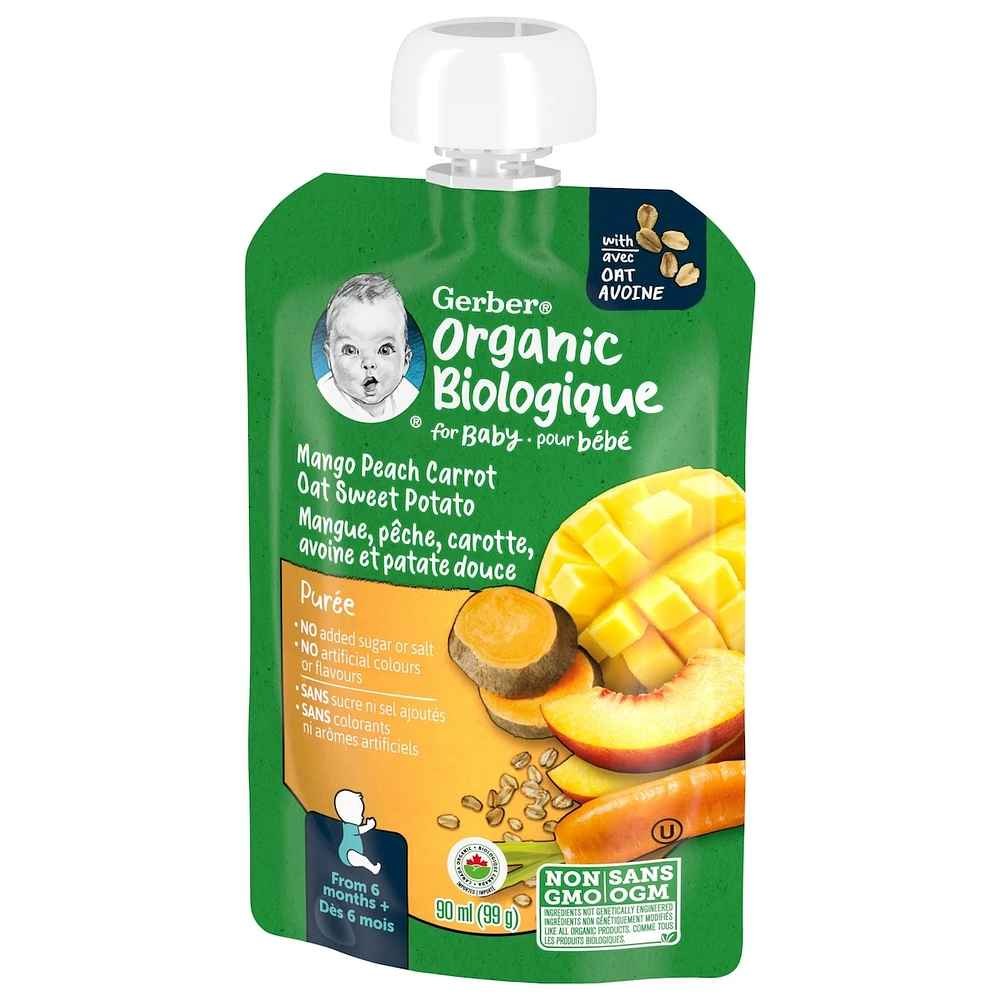 Purée Biol. Mangue Pêche Carotte Patate douce avec avoine