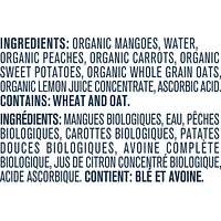 Organic Toddler Purée Mango Peach Carrot Sweet Potato Oat