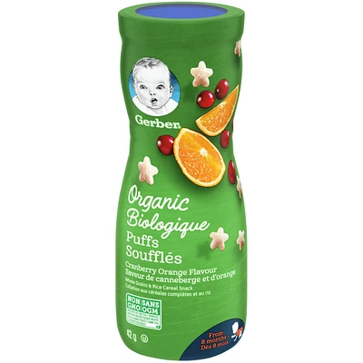 GERBER Organic Puffs, Cranberry Orange, Baby Snacks