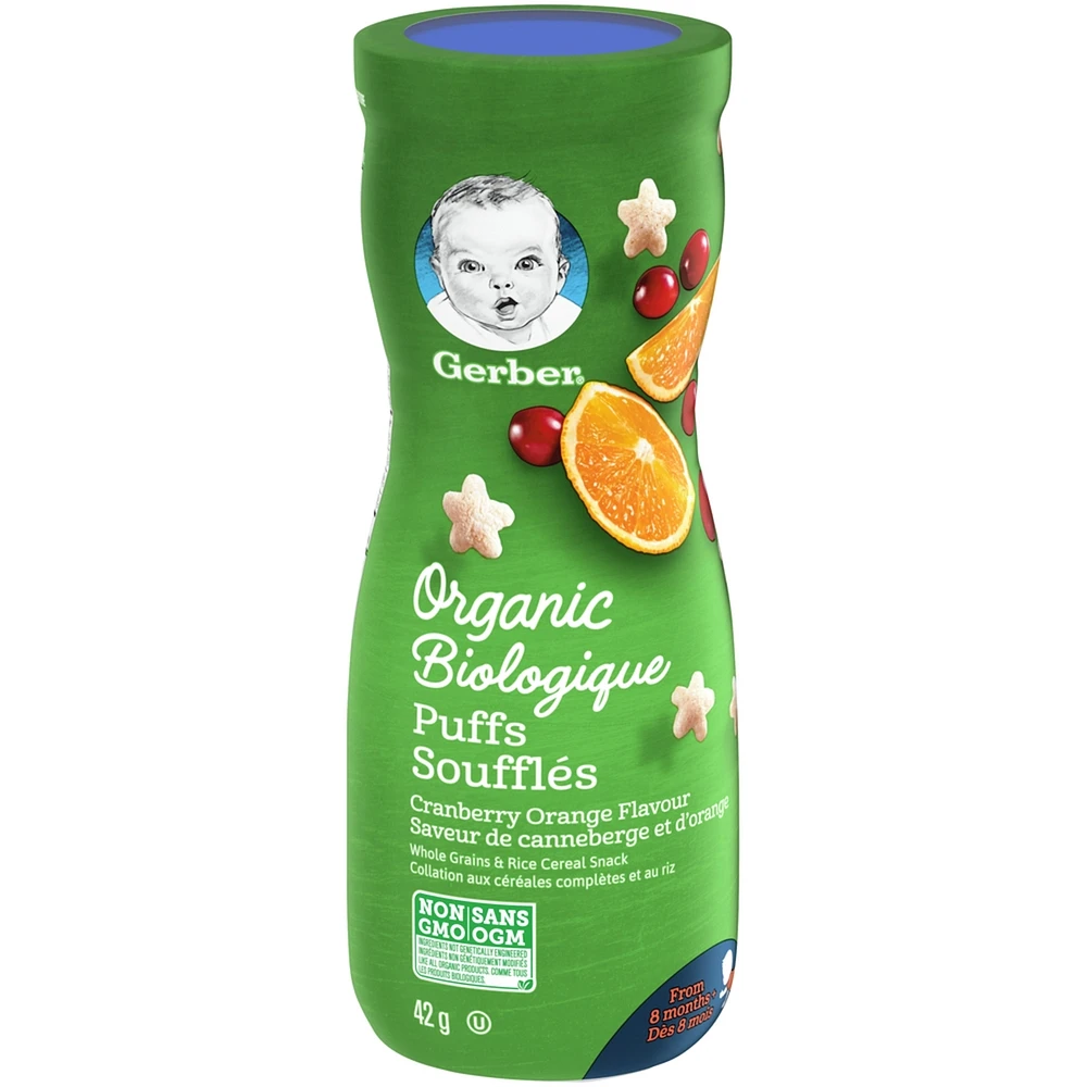 GERBER Organic Puffs, Cranberry Orange, Baby Snacks