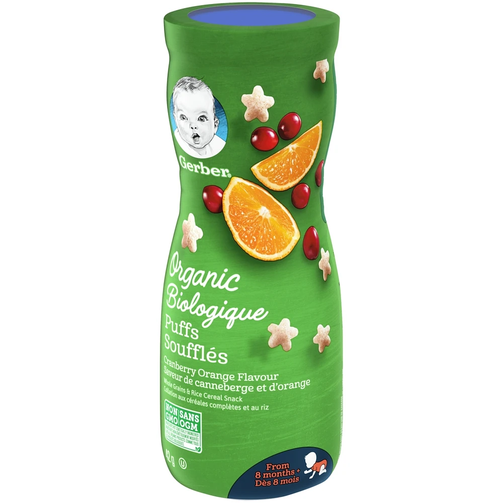 GERBER Organic Puffs, Cranberry Orange, Baby Snacks