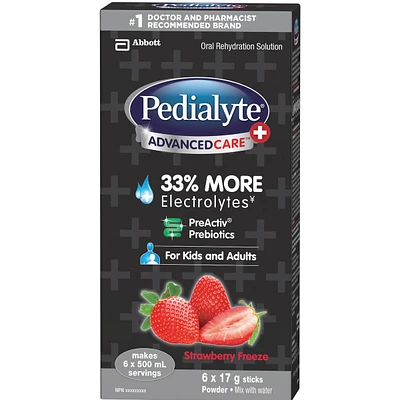 Pedialyte® Advanced Care Plus Powder Strawberry Freeze 6x17g