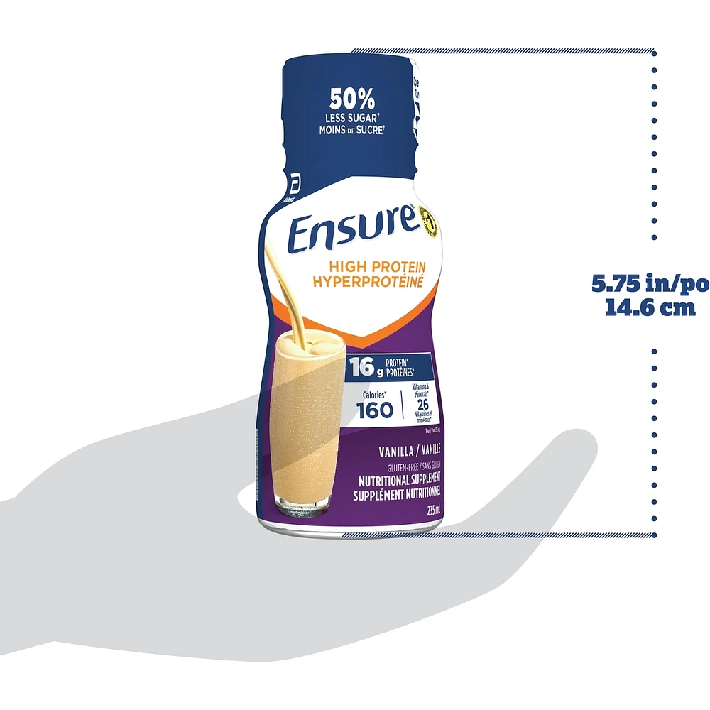 Ensure High Protein 16 g of protein, ready-to-drink nutritional supplement, Vanilla, 6 x 235 mL