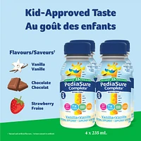PediaSure Complete Reduced Sugar, 33% Less Nutritional Supplement, 4 X 235 ml, Chocolate, 940 ml