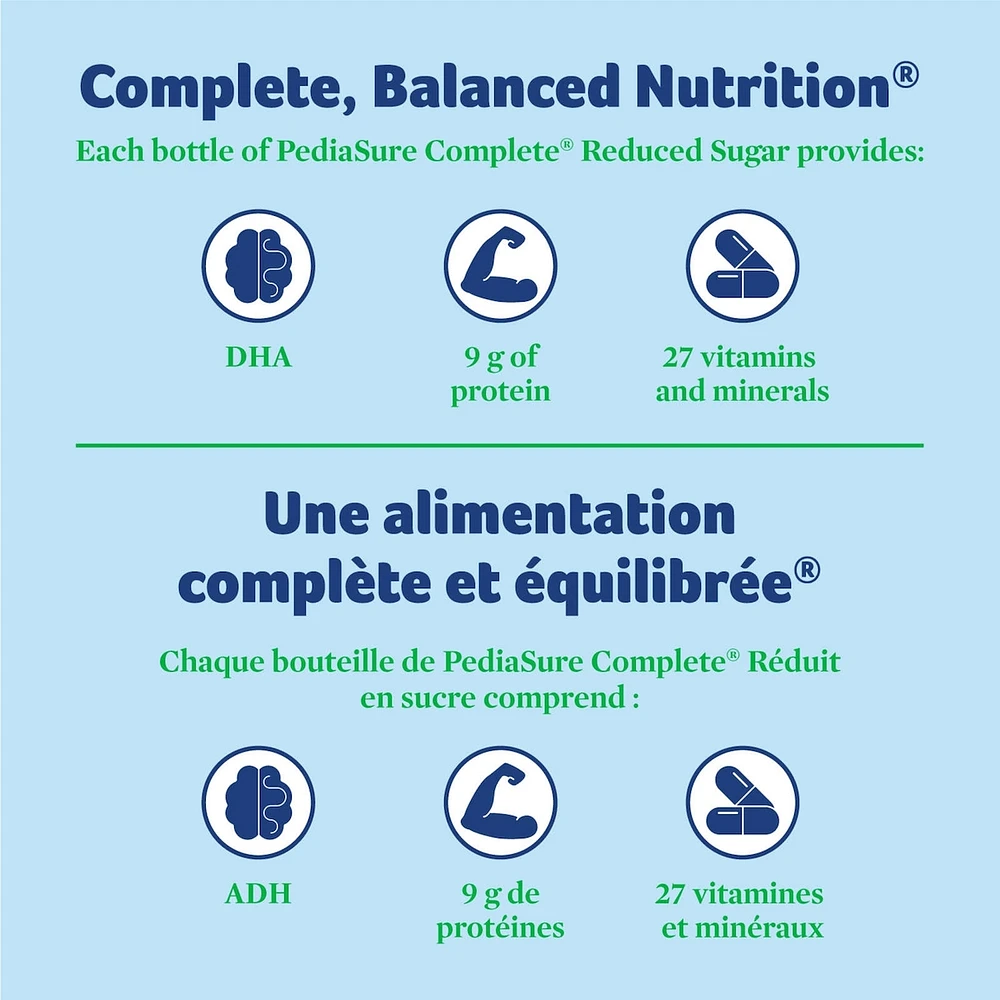 PediaSure Complete Reduced Sugar, 33% Less Nutritional Supplement, 4 X 235 ml, Chocolate, 940 ml