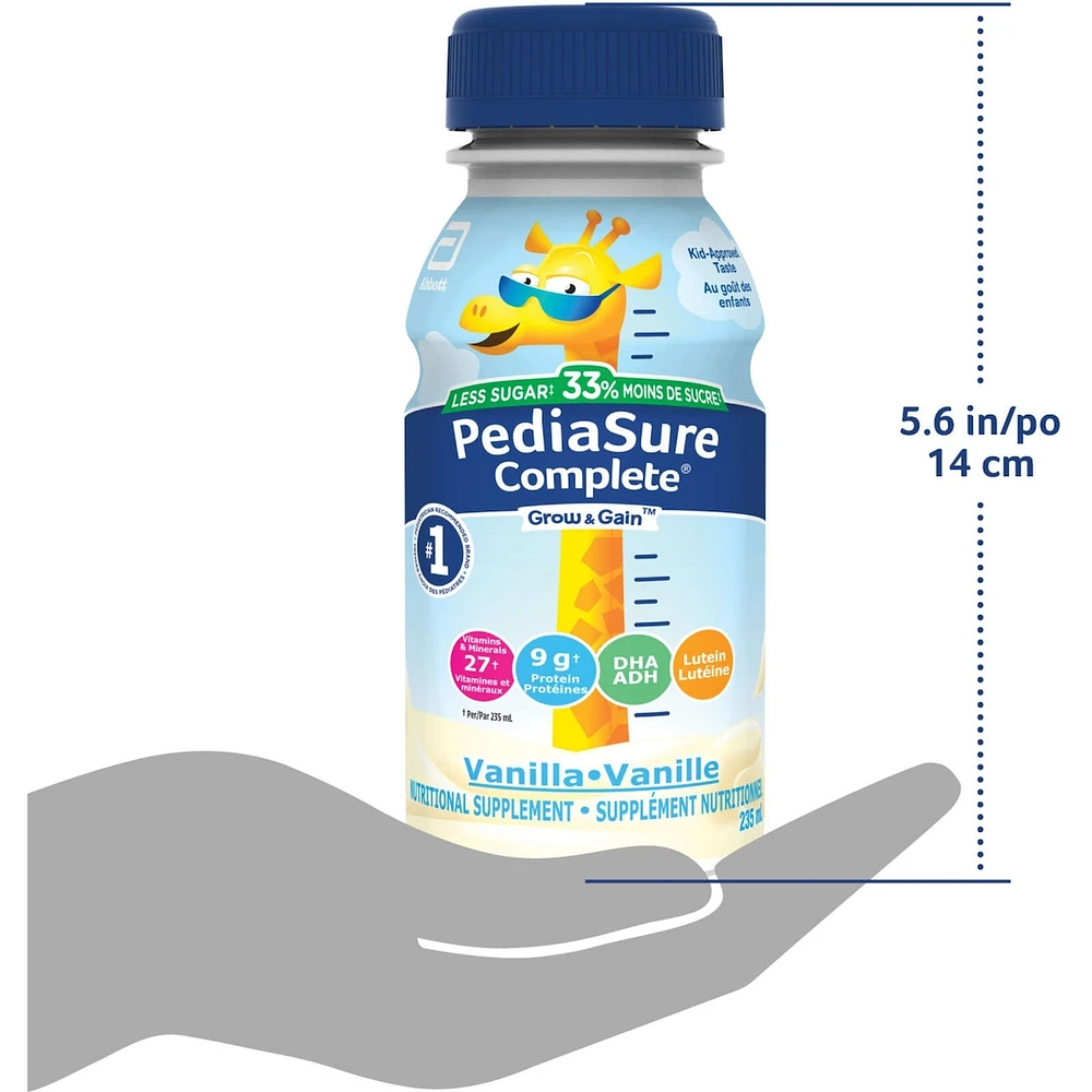 PediaSure Complete Reduced Sugar, 33% Less Nutritional Supplement, 4 X 235 ml, Chocolate, 940 ml