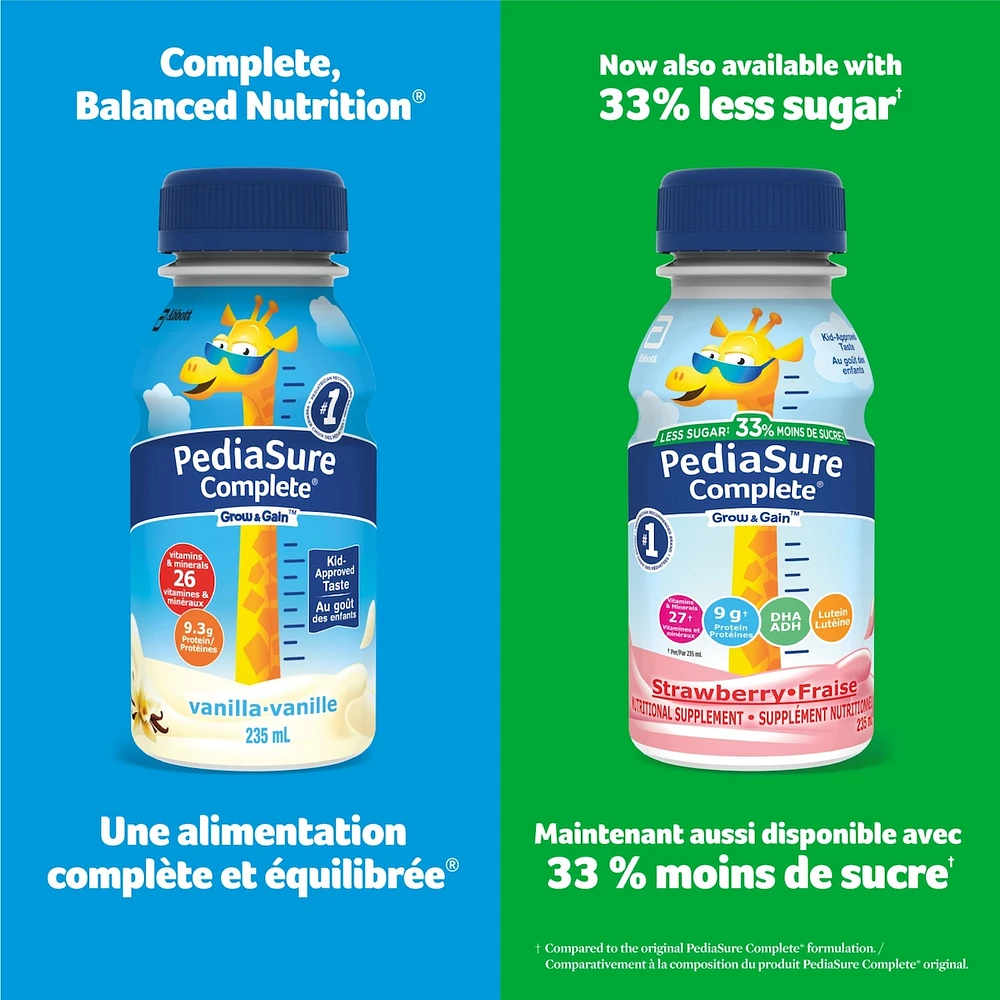 PediaSure Complete Reduced Sugar, 33% Less Nutritional Supplement, 4 X 235 ml, Chocolate, 940 ml