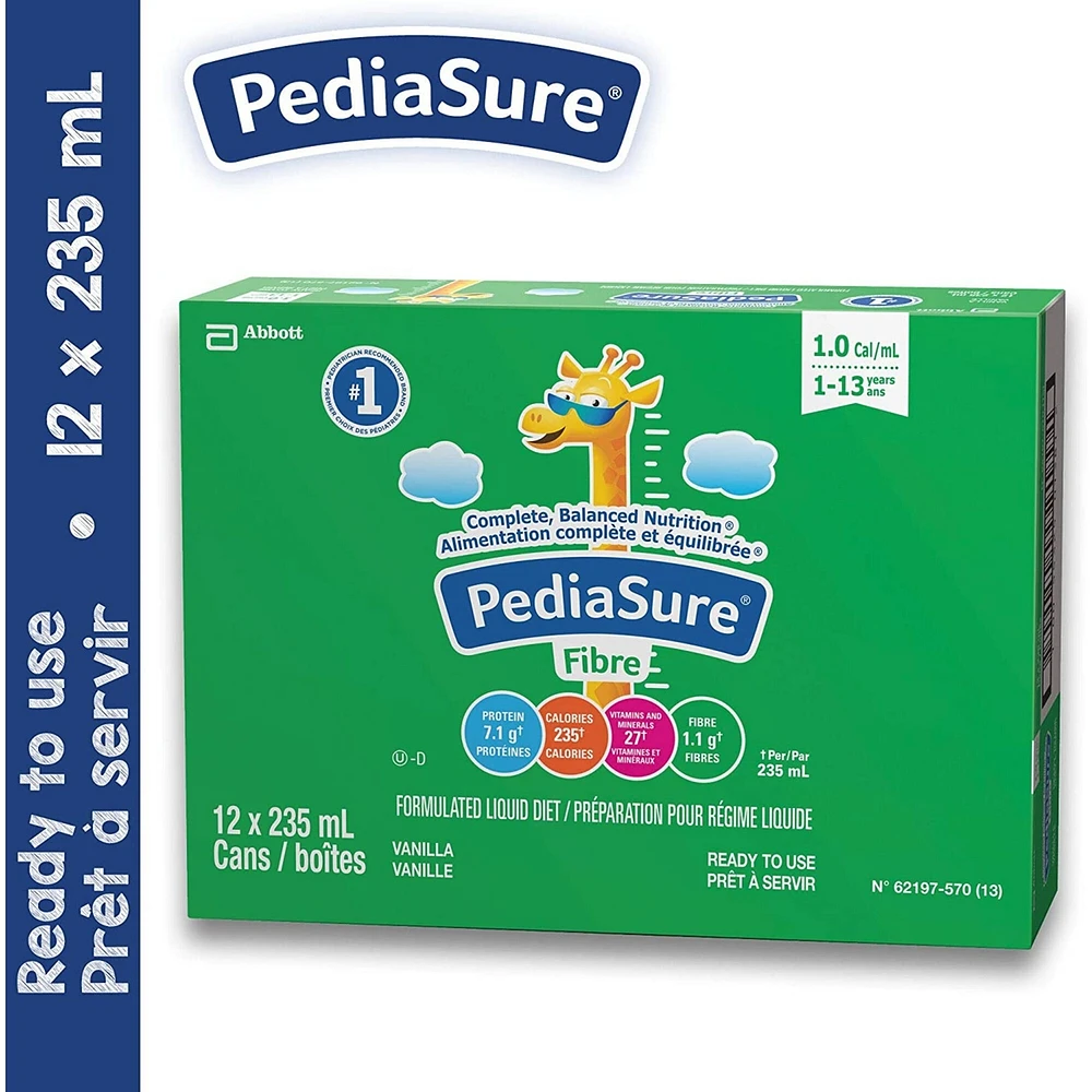 Pediasure Fibre, Formulated Liquid Diet, Vanilla, 12 Count, 2820 mL