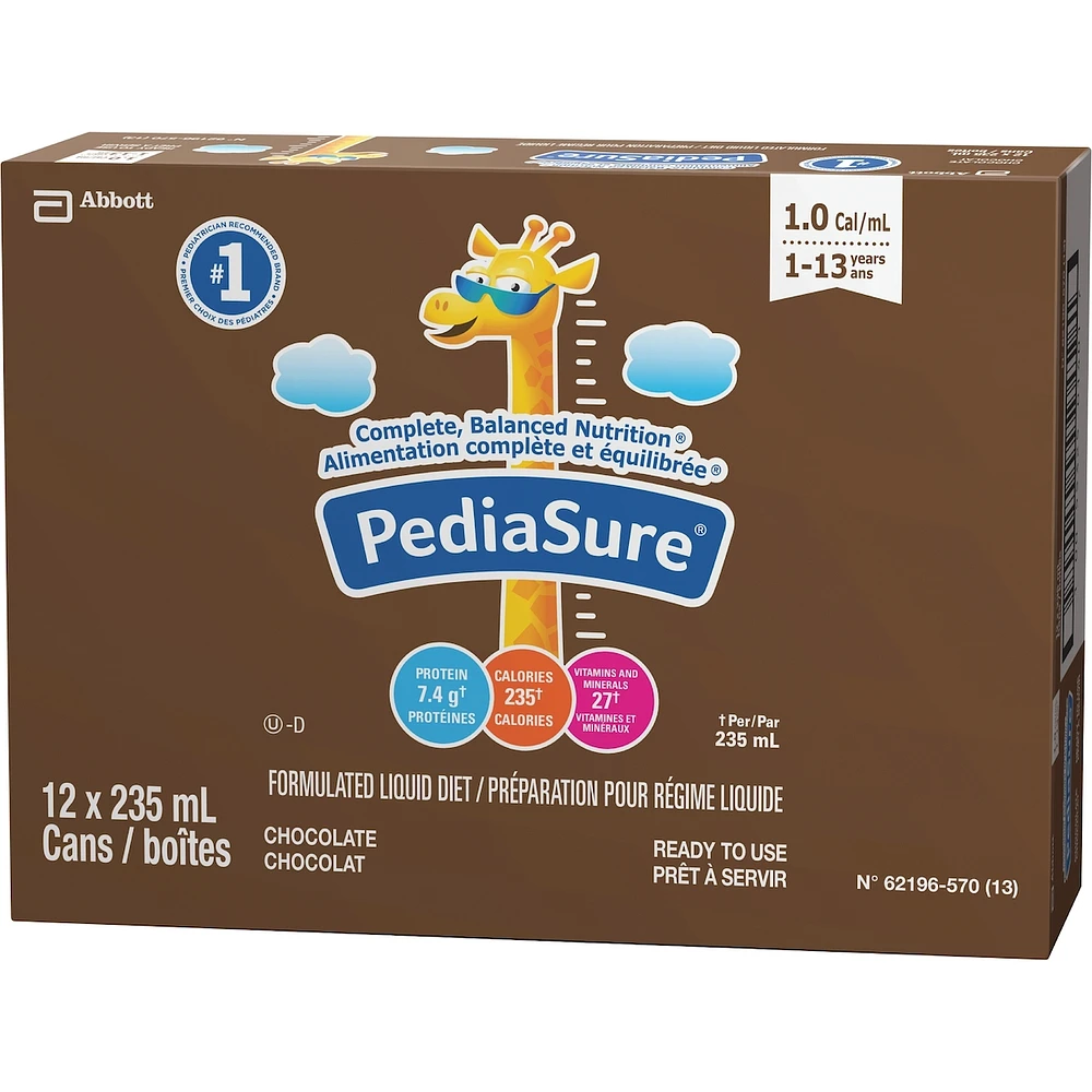 PediaSure®, Formulated Liquid Diet, Chocolate, 12 count, 2820 mL
