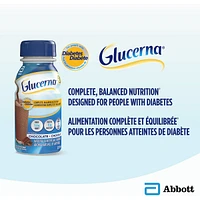 Glucerna® Nutritional Drink, Meal Replacement Shake, Complete, Balanced Nutrition for People with Diabetes, Chocolate, 6 x 237 mL