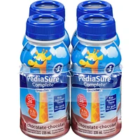 PediaSure Complete®, Nutritional Supplement, 4 x 235 mL, Chocolate – Kids nutritional shake, containing DHA and vitamins, helps promote weight gain when taken twice a day