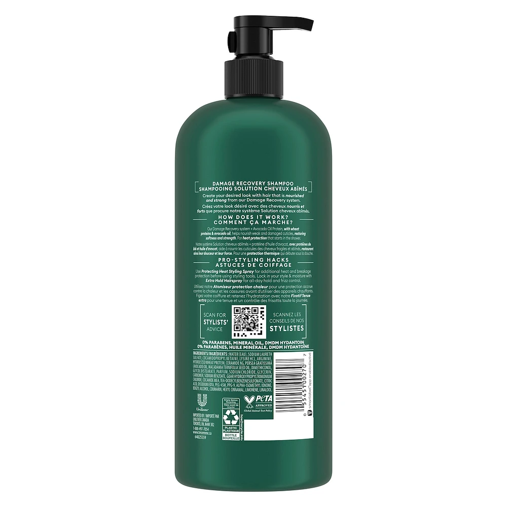 Shampooing Damage Recovery pour cheveux abîmés TRESemmé Botanique + Protéines à l'Huile d'Avocat avec Technologie Pro Style™