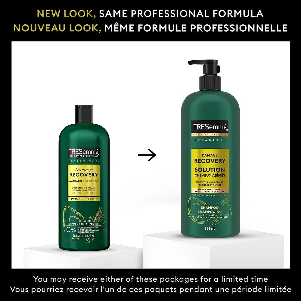 Shampooing Damage Recovery pour cheveux abîmés TRESemmé Botanique + Protéines à l'Huile d'Avocat avec Technologie Pro Style™