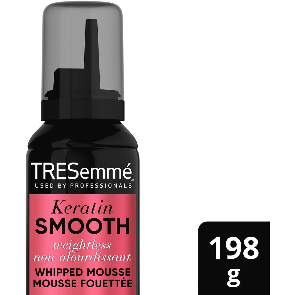 Keratin Smooth Weightless Whipped Hair Mousse for all-day hair volume provides hydration & heat protection