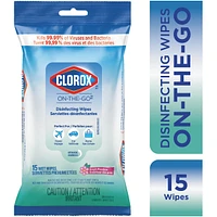 Clorox On-The-Go Disinfecting Wipes, Fresh Meadow, 15 Count