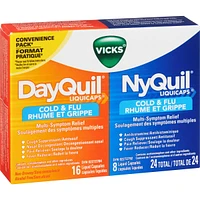 DayQuil Cold & Flu Multi-Symptom Relief Liquid Capsules + Vicks NyQuil Cold & Flu Multi-Symptom Relief Liquid Capsules