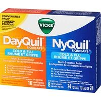 DayQuil Cold & Flu Multi-Symptom Relief Liquid Capsules + Vicks NyQuil Cold & Flu Multi-Symptom Relief Liquid Capsules