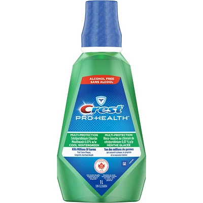 Crest Pro-Health Multi-Protection Alcohol Free Mouthwash, Cool Wintergreen, 1 L