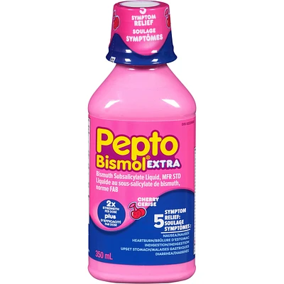 PEPTO LIQUID EXTRA STRENGTH CHERRY for Nausea, Heartburn, Upset Stomach, Indigestion, and Diarrhea, 12oz/350ML