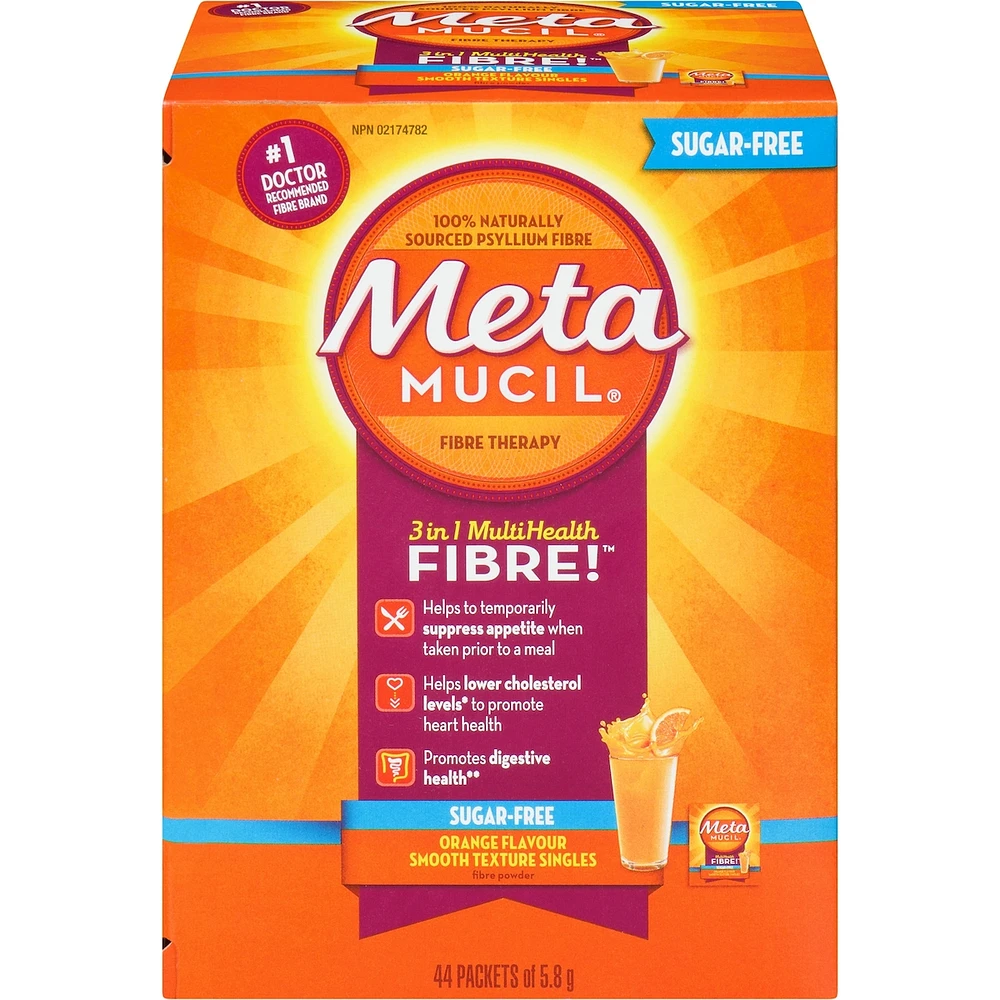 3 in 1 MultiHealth Fibre! Sugar-Free Fiber Suplement Powder Packets, Orange, 44 x 5.8 g
