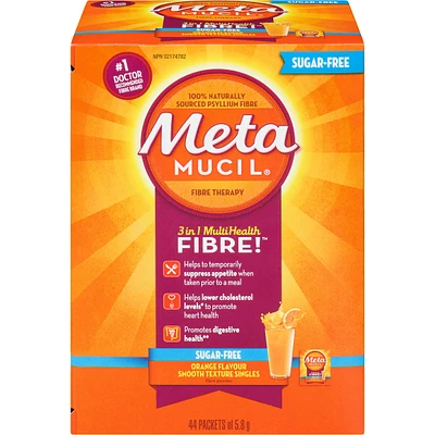 3 in 1 MultiHealth Fibre! Sugar-Free Fiber Suplement Powder Packets, Orange, 44 x 5.8 g