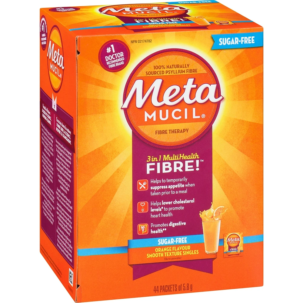 3 in 1 MultiHealth Fibre! Sugar-Free Fiber Suplement Powder Packets, Orange, 44 x 5.8 g