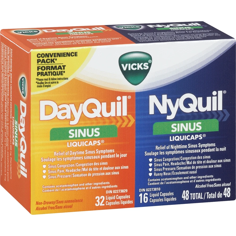 DayQuil Sinus Liquid Capsules + Vicks NyQuil Sinus liquid Capsules