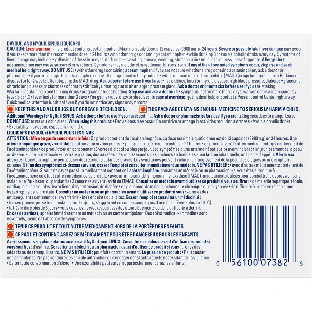 DayQuil Sinus Liquid Capsules + Vicks NyQuil Sinus liquid Capsules