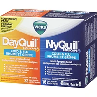 DayQuil Cold & Flu Multi-Symptom Relief Liquid Capsules + Vicks NyQuil Cold & Flu Multi-Symptom Relief Liquid Capsules