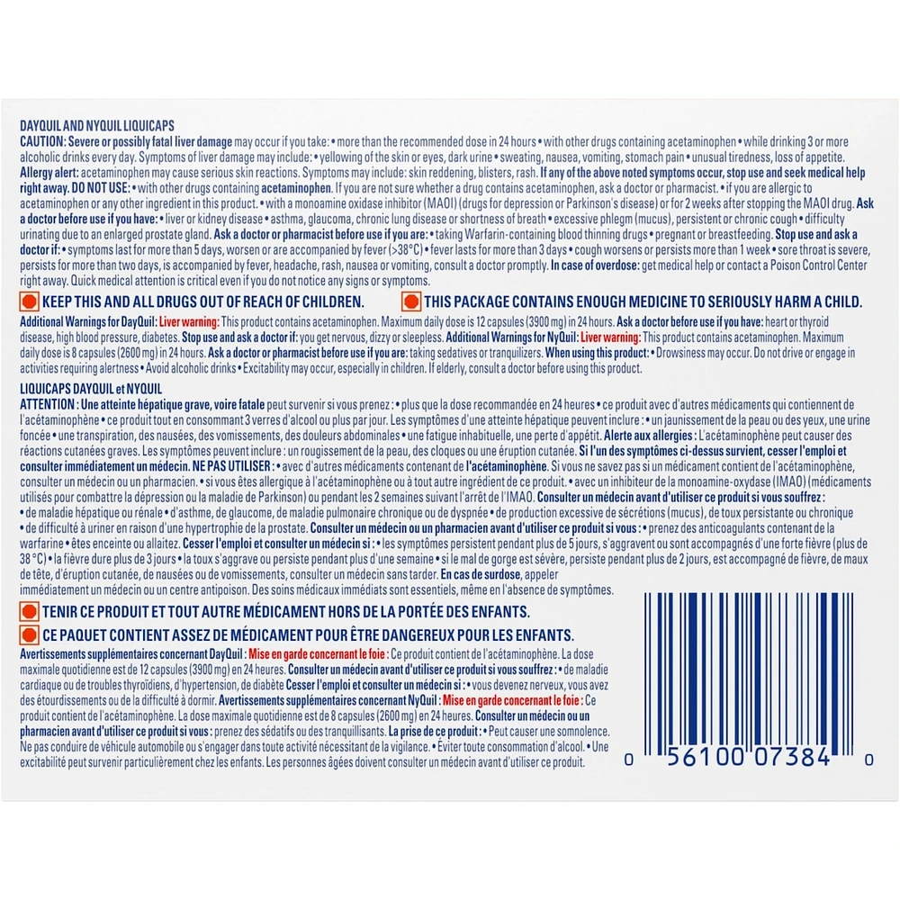 DayQuil Cold & Flu Multi-Symptom Relief Liquid Capsules + Vicks NyQuil Cold & Flu Multi-Symptom Relief Liquid Capsules